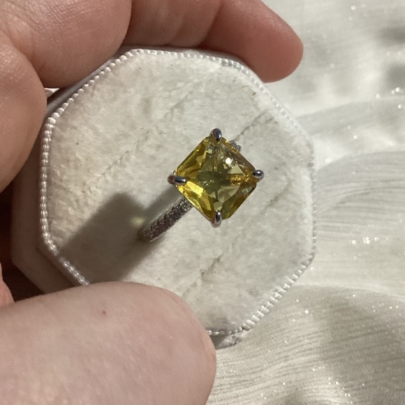 Gorgeous Canary yellow  CZ Diamond Solitaire diamond  ring - Picture 7 of 17